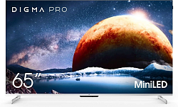 Телевизор QLED Digma Pro 65" Mini LED 65Q Google TV Frameless серебристый/серебристый 4K Ultra HD 144Hz DVB-T DVB-T2 DVB-C DVB-S DVB-S2 USB WiFi Smart TV