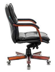 Кресло руководителя Бюрократ T-9927WALNUT-LOW черный кожа низк.спин. крестов. металл/дерево