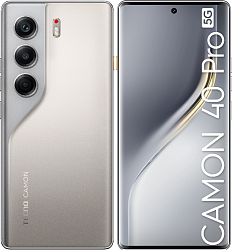 Смартфон Tecno Camon 40 Pro 5G 256Gb 12Gb титановый моноблок 3G 4G 2Sim 6.78" 1080x2436 Android 15 50Mpix 802.11 a/b/g/n/ac/ax NFC GPS GSM900/1800 GSM1900 Protect FM