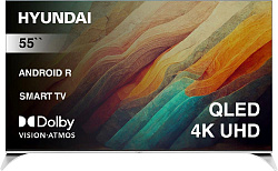 Телевизор QLED Hyundai 55" H-LED55QBU7500 Android TV Frameless черный/серебристый 4K Ultra HD 60Hz DVB-T DVB-T2 DVB-C DVB-S DVB-S2 USB WiFi Smart TV