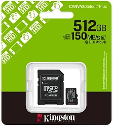 Флеш карта microSDXC 512GB Kingston SDCS3/512GB Canvas Select Plus V30 A1 + adapter