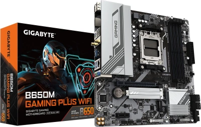Материнская плата Gigabyte B650M GAMING PLUS WF SocketAM5 AMD B650 4xDDR5 mATX AC`97 8ch(7.1) 2.5Gg RAID+HDMI+DP