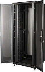 Шкаф серверный Lanmaster (TWT-CBB-42U-8X10-P1) напольный 42U 800x1000мм пер.дв.перфор. задн.дв.перфор.2-хст. 2 бок.пан. 800кг черный