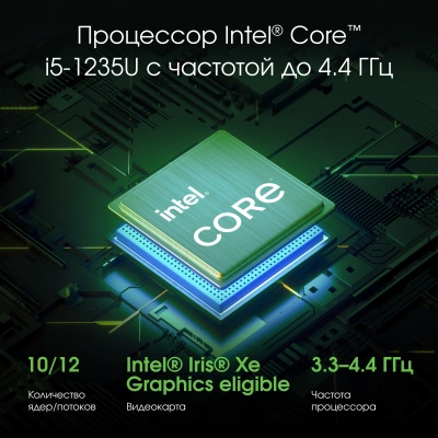 Ноутбук Digma Pro Pactos Core i5 1235U 16Gb SSD512Gb Intel Iris Xe graphics 14" IPS WUXGA (1920x1200) Windows 11 Pro dk.grey WiFi BT Cam 4780mAh (DN14P5-ADXW02)