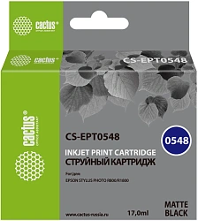 Картридж струйный Cactus CS-EPT0548 T0548 черный матовый (16.2мл) для Epson Stylus Photo R800/R1800 с чипом