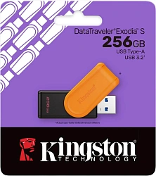 Флеш Диск Kingston 256GB DataTraveler Exodia S DTXS/256GB USB3.0 оранжевый/черный