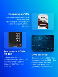 Накопитель SSD Kingston PCIe 4.0 x4 2TB SKC3000D/2048G KC3000 M.2 2280