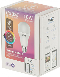 Умная лампа Gauss IoT Smart Home E27 10Вт 1055lm Wi-Fi (упак.:1шт) (1180112)