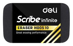 Ластик Deli EH00510 Scribe Infinite 20x10x40мм черный индивидуальная картонная упаковка
