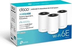 Бесшовный Mesh роутер TP-Link Deco XE75 AXE5400 10/100/1000BASE-TX белый (упак.:3шт)