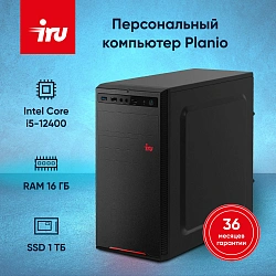 ПК IRU Planio 310H6SEV MT i5 12400 (2.5) 16Gb SSD1Tb UHDG 730 FreeDOS GbitEth 400W черный (RUS) (2113513)