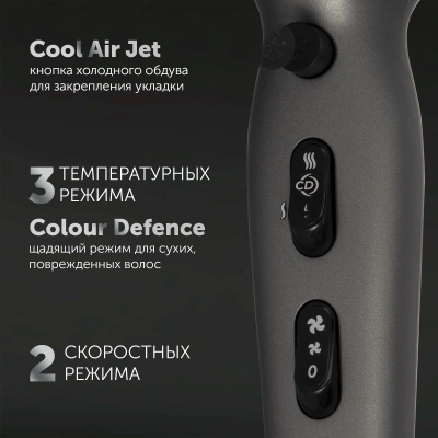 Фен Polaris PHD 2600ACi Salon Hair 2600Вт серый (PHD 2600ACI)