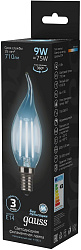 Лампа светодиодная Gauss Filament 9Вт цок.:E14 свеча 220B св.свеч.бел.нейт. CF35 (упак.:1шт) (104801209)