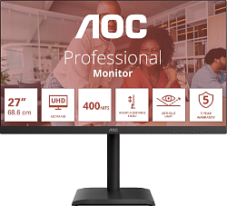 Монитор AOC 27" U27E4CV черный IPS LED 16:9 HDMI M/M матовая HAS Piv 400cd 3840x2160 60Hz DP 4K USB 6.83кг