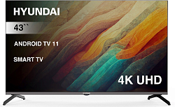 Телевизор LED Hyundai 43" H-LED43BU7006 Android TV Frameless Metal черный 4K Ultra HD 60Hz DVB-T DVB-T2 DVB-C DVB-S DVB-S2 USB WiFi Smart TV