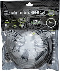 Кабель аудио-видео Cactus CS-HDMI.1.4-10 HDMI (m)/HDMI (m) 10м. позолоч.конт. черный