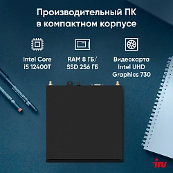 Неттоп IRU 310H6ITF i5 12400T (1.8) 8Gb SSD256Gb UHDG 730 Windows 11 Pro GbitEth WiFi BT черный (1975183)