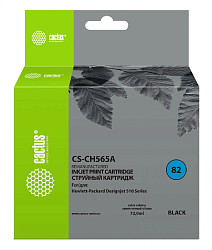 Картридж струйный Cactus CS-CH565A №82 черный (72мл) для HP DJ 510 с чипом
