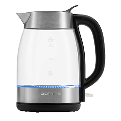 Чайник электрический Polaris PWK 1817CGL 1.8л. 2200Вт серебристый/черный корпус: Металл/стекло/пластик