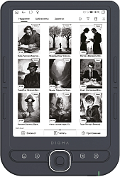 Электронная книга Digma luma 6" E-ink HD Pearl 1024x758 Touch Screen 1.2Ghz 256Mb/32Gb/microSDHC/подсветка дисплея темно-серый (в компл.:обложка)