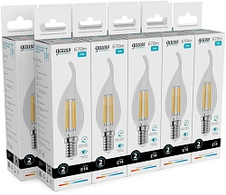 Лампа филам. Gauss Filament 10Вт цок.:E14 свеча 220B св.свеч.бел.нейт. (упак.:10шт) (42120)