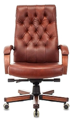 Кресло руководителя Бюрократ T-9928WALNUT светло-коричневый Leather Eichel кожа крестов. металл/дерево