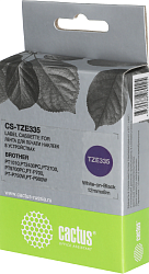 Картридж ленточный Cactus CS-TZE335 TZe-335 белый на черном 12x8 для Brother 1010/1280/1280VP/2700VP