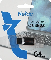 Флеш Диск Netac 64Gb U197 NT03U197N-064G-20BK USB2.0 черный/красный
