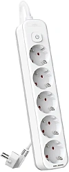 Сетевой фильтр Deli ET439 5м (5 розеток) белый (пакет ПЭ)