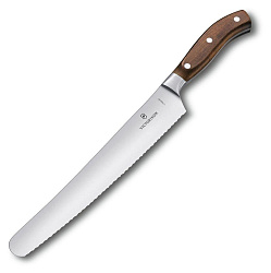 Нож кухонный Victorinox Grand Maitre Wood (7.7430.26G) кованый универсальный для хлеба лезв.260мм серрейт. заточка коричневый