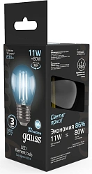 Лампа светодиодная Gauss Filament 11Вт цок.:E27 шар 220B св.свеч.бел.нейт. (упак.:1шт) (105802211)