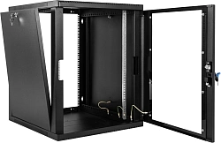 Шкаф коммутационный ЦМО (ШРН-15.650-9005) настенный 15U 600x658мм пер.дв.стекл 200кг черный 600мм 27кг 180град. 746мм сталь
