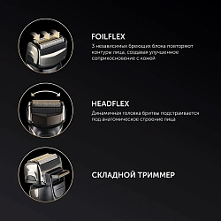 Бритва сетчатая Polaris PMF 1013RC реж.эл.:3 питан.:элек.сеть/аккум. черный/серебристый
