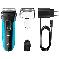 Бритва сетчатая Braun Series 3 3010S реж.эл.:3 питан.:аккум. синий/черный