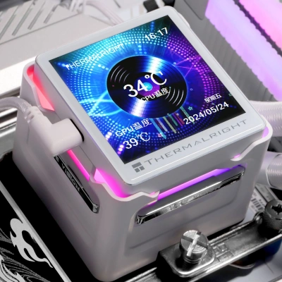 Система водяного охлаждения Thermalright Elite Vision 360 ARGB Soc-AM5/AM4/1200/1700/1851 белый 4-pin 29.4dB Al LCD Ret (E-VISION-360-WH-ARGB)