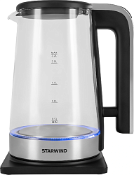 Чайник электрический Starwind SKG4043 2.2л. 1800Вт черный/серебристый корпус: стекло