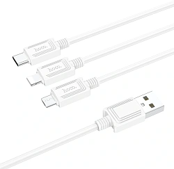 Кабель Hoco X74 3-in-1 charging cable(iP+Micro+Type-C) 67370 USB (m)-Lightning (m)/USB Type-C (m)/micro USB (m) 1м черный