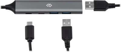 Разветвитель USB-C Digma DHUB-5USB-AC-3.0 5порт. серебристый