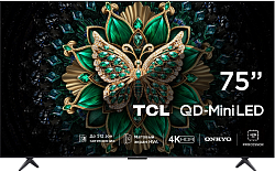 Телевизор LED TCL 75" 75C6K QD-Mini LED черный 4K Ultra HD 144Hz MEMC DVB-T DVB-T2 DVB-C DVB-S DVB-S2 USB WiFi Smart TV (RUS)