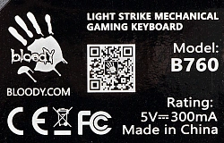 Клавиатура A4Tech Bloody B760 механическая серый USB for gamer LED (B760 GREY (BLACK SWITCH))