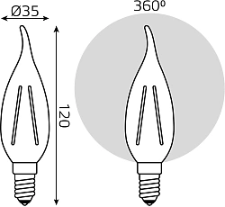 Лампа филам. Gauss Filament 5Вт цок.:E14 свеча 220B св.свеч.бел.нейт. (упак.:10шт) (104801805)