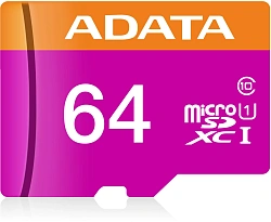 Флеш карта microSDXC 64GB A-Data AUSDX64GUICL10-RA1 + adapter
