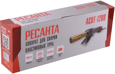 Сварочный аппарат для пластиковых труб Ресанта АСПТ-1200 1.2кВт Тмакс.:300 парн.насад. (кейс в компл.) (65/178)
