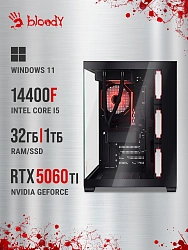 ПК Bloody BD-PC CB76V2 TWR i5 14400F (2.5) 32Gb SSD1Tb RTX5060TI 16Gb Windows 11 Home 64 2.5xGbitEth WiFi BT 750W черный (RUS) (2142026)