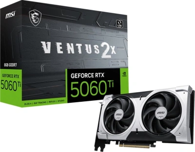 Видеокарта MSI PCI-E 5.0 RTX 5060 Ti 8G VENTUS 2X PLUS NVIDIA GeForce RTX 5060TI 8Gb 128bit GDDR7 2617/28000 HDMIx1 DPx3 HDCP Ret