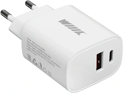 Сетевое зар./устр. Wiiix UNN-4-2-01-QC 18W 3A+2.4A (PD+QC) USB-C/USB-A универсальное белый