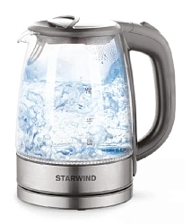Чайник электрический Starwind SKG2315 1.7л. 2200Вт серый/серебристый корпус: стекло/металл/пластик
