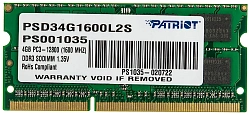 Память DDR3L 4Gb 1600MHz Patriot PSD34G1600L2S RTL PC3-12800 CL11 SO-DIMM 204-pin 1.35В dual rank Ret