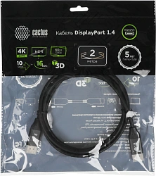 Кабель аудио-видео Cactus CS-DP-DP-1.4-2 DisplayPort (m)/DisplayPort (m) 2м. позолоч.конт. черный
