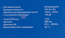 Колонка порт. Hyundai H-PAC100 черный 3W 1.0 BT/3.5Jack/USB